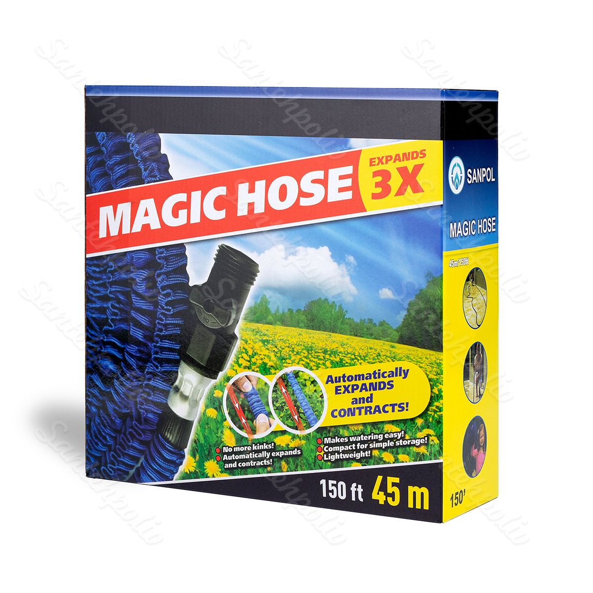 Гнучкий шланг довжиною 200 футів (60 метрів) з 7-функціональним пістолетом-розпилювачем (1 шт.), швидкознімним конектором (2 шт.) та перехідним адаптером діаметром ½-¾ дюйма (1 шт.)