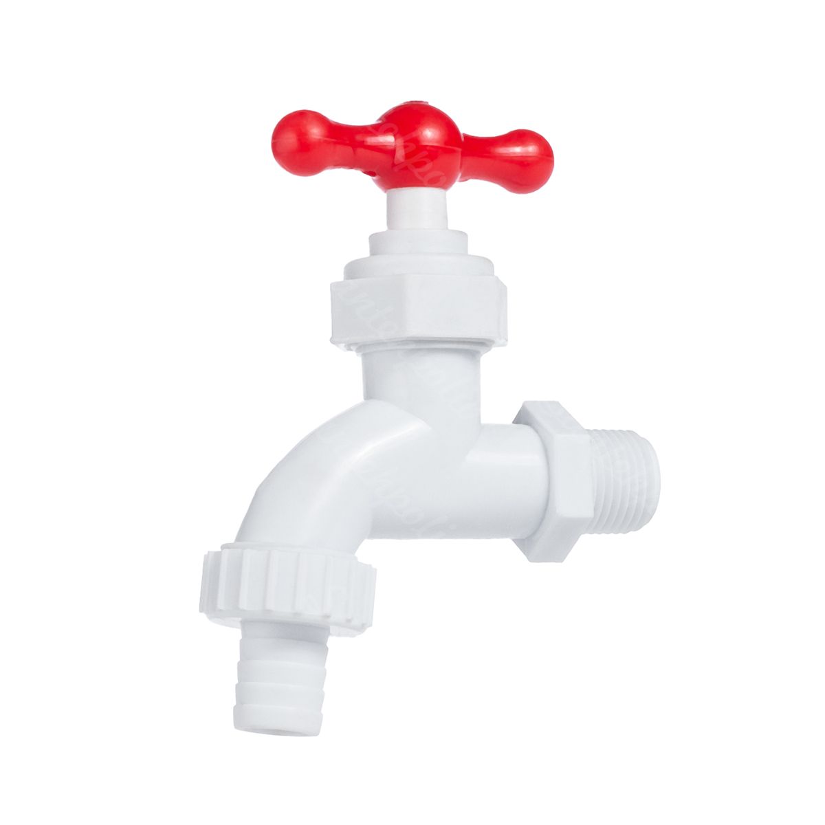 Кран кульовий з виливом пластиковий, ручка «метелик», діаметр під'єднання 1/2»